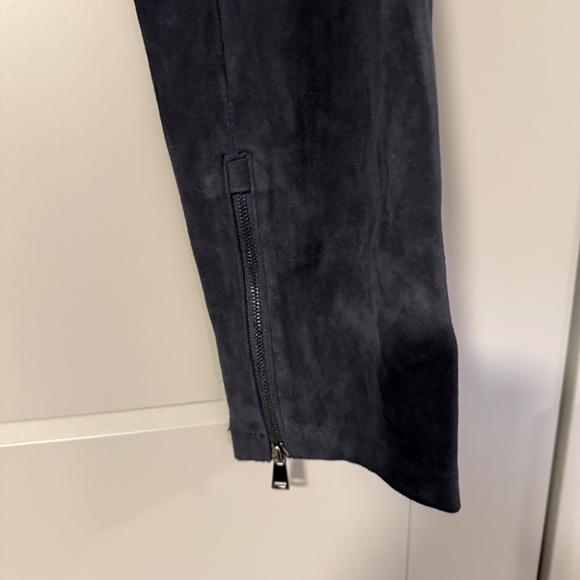Vince Navy Blue Lamb Leather Pull-On Pants | Ankle Zip | Size XL - Picture 3 of 5
